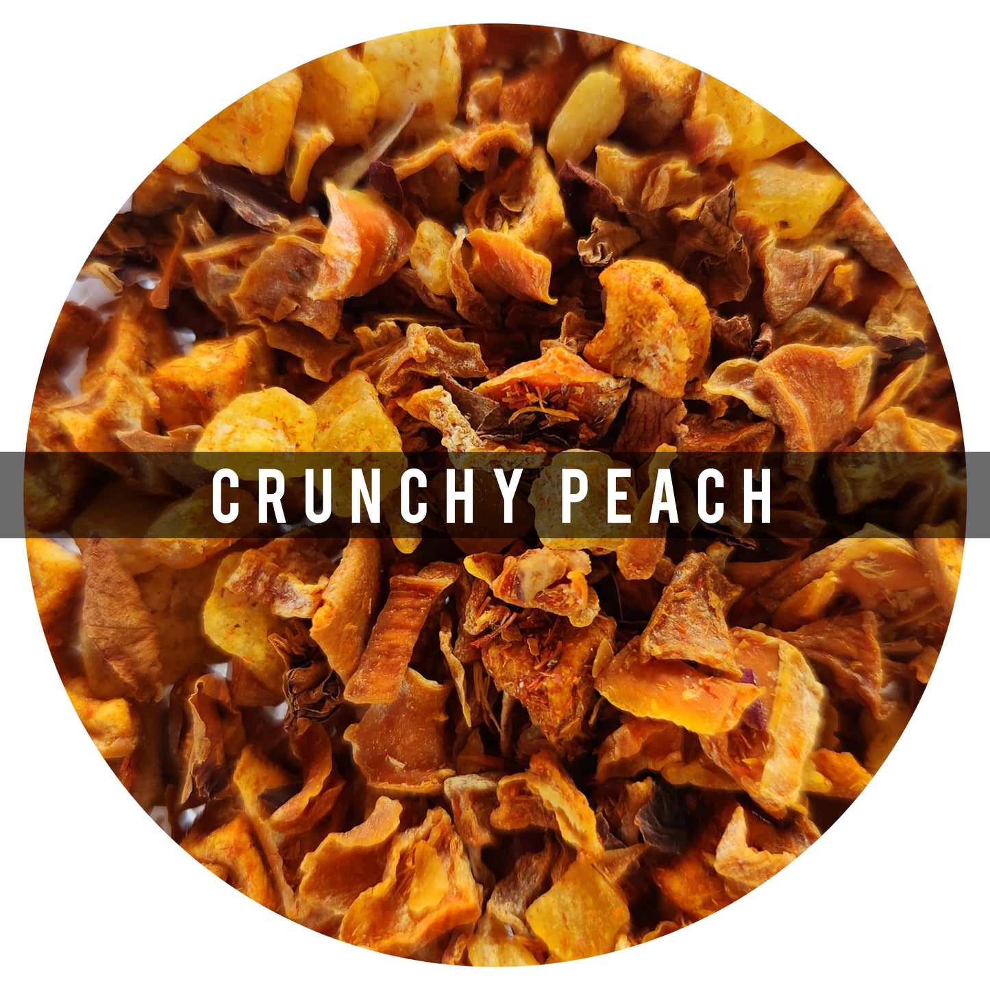 *9.Crunchy Peach:  ¡Es la tisana más deliciosa de durazno que existe! Nuestra mezcla una vez infusionado libera un aroma a durazno delicioso, al primer sorbo se activan los sentidos