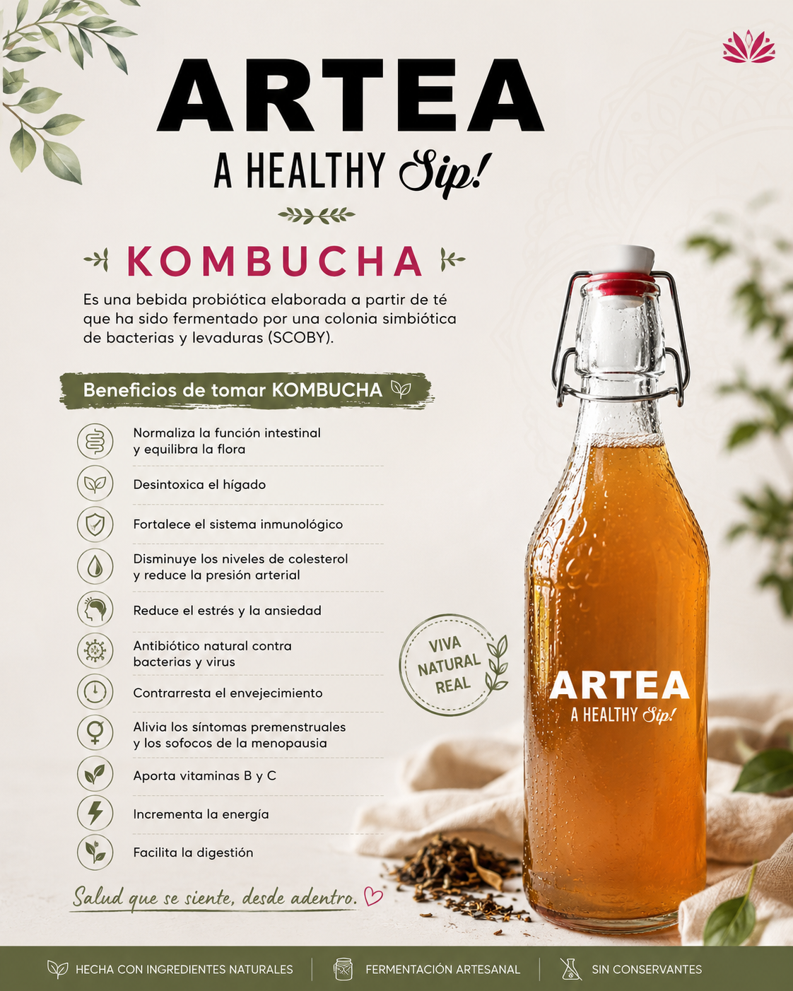Kombucha viva natural