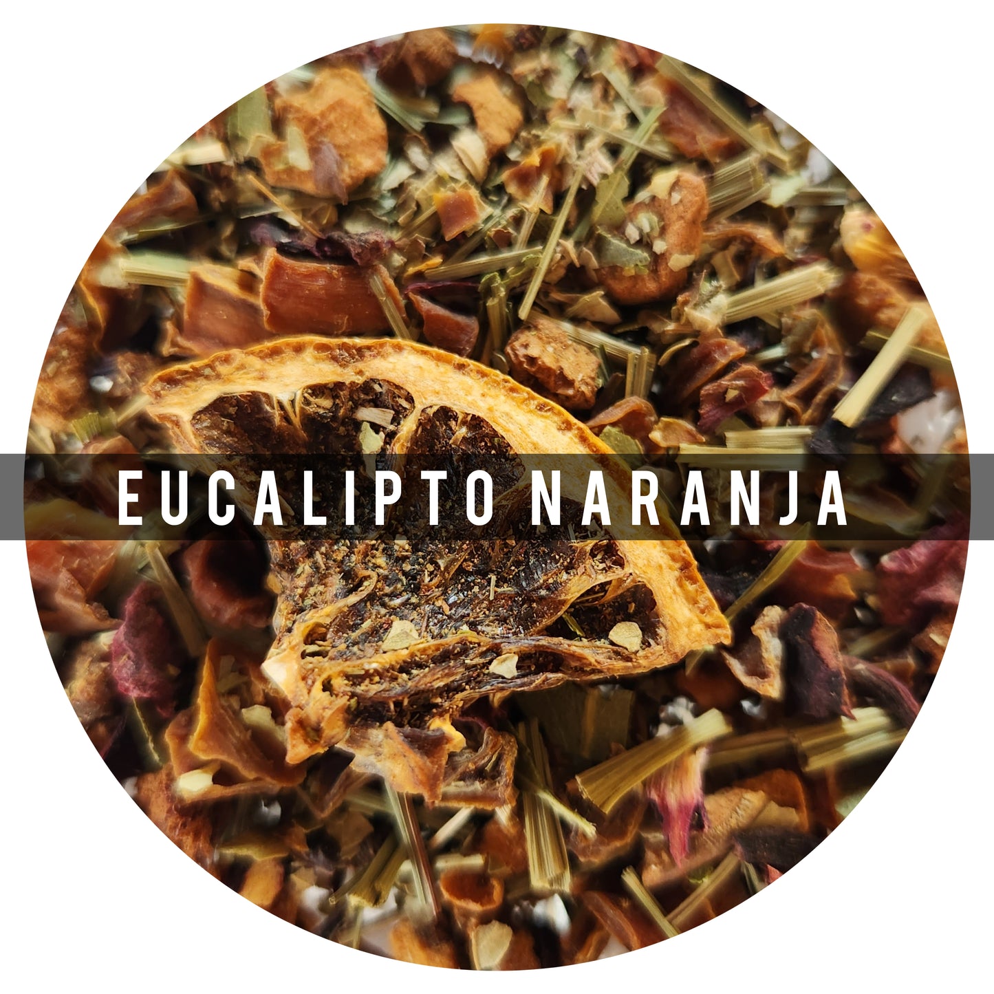 Eucalipto Naranja 100g:Rodajas de naranja y mandarinas mezcladas con el eucalipto es la mezcla perfecta para tu shot de vitamina C, y aliviar los malestares pulmonares. Tómalo antes de dormir y descongestiona todos tus sentidos