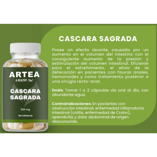 Tabletas Cascara Sagrada CASCARA SAGRADA Posee un efecto laxante, causado por un aumento en el volumen del intestino con el consiguiente aumento de la presión y estimulación del volumen intestinal. Eficiente para el estreñimiento, el alivio de la defecaci