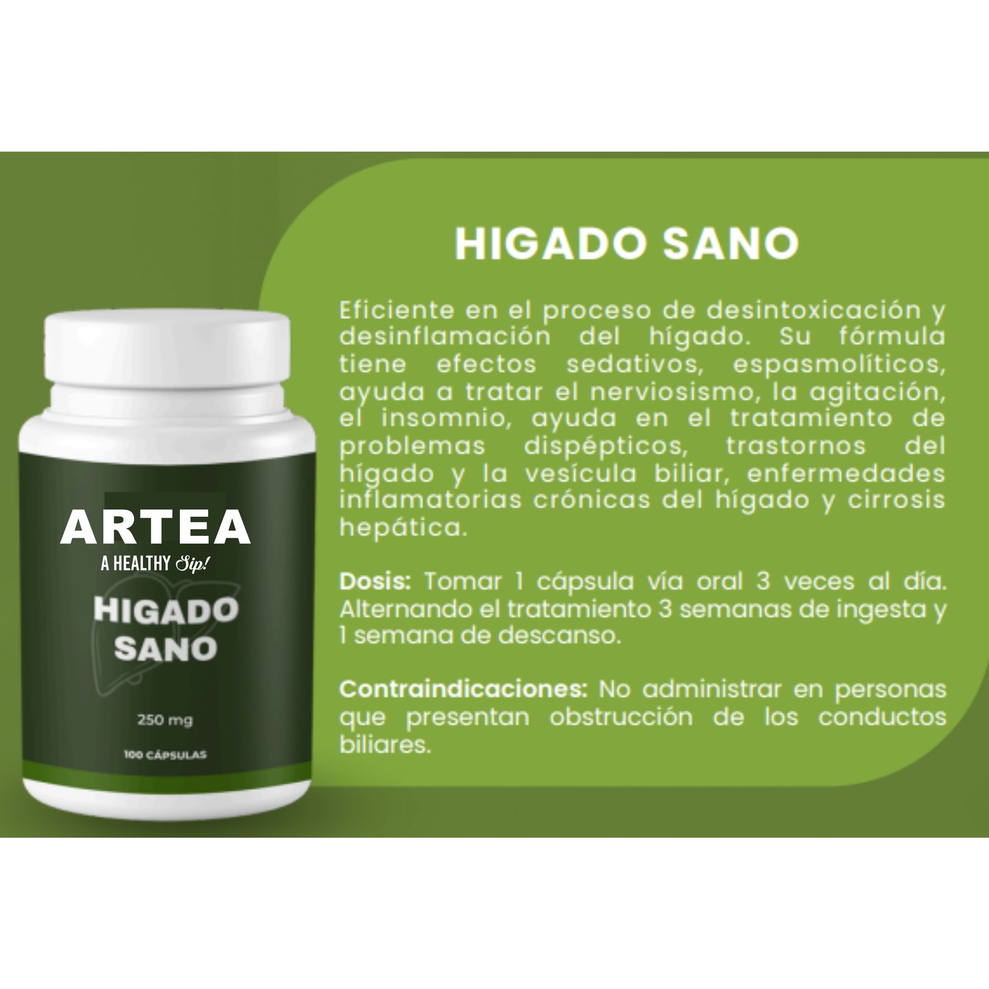 Tabletas HIGADO SANO Eficiente en el proceso de desintoxicación y desinflamación del hígado. Detox / desintoxicante