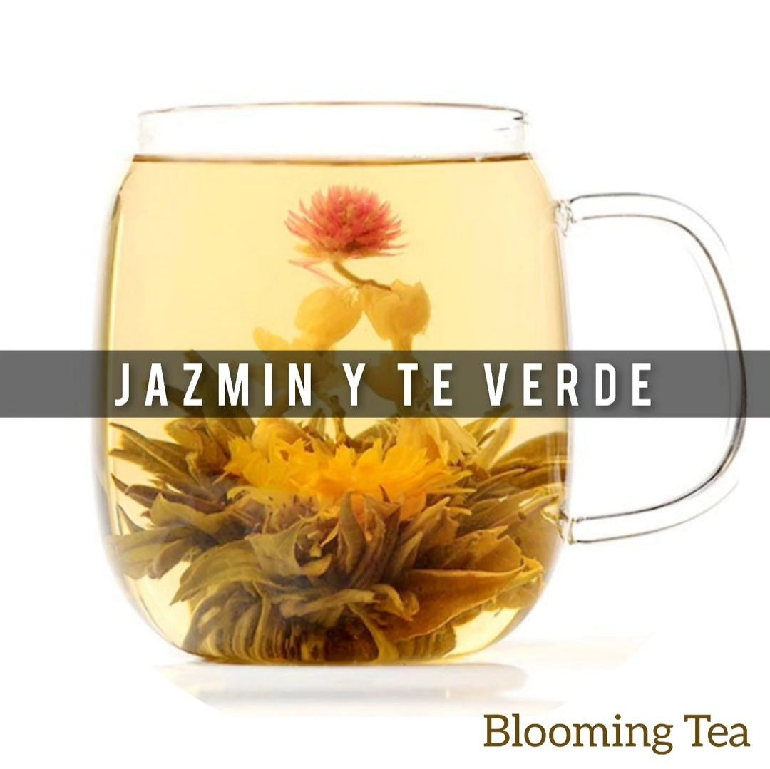 Te verde con Jazmín: 10 bolitas blooming tea. Al introducir en agua caliente disfruta ver la bolita de te florecer