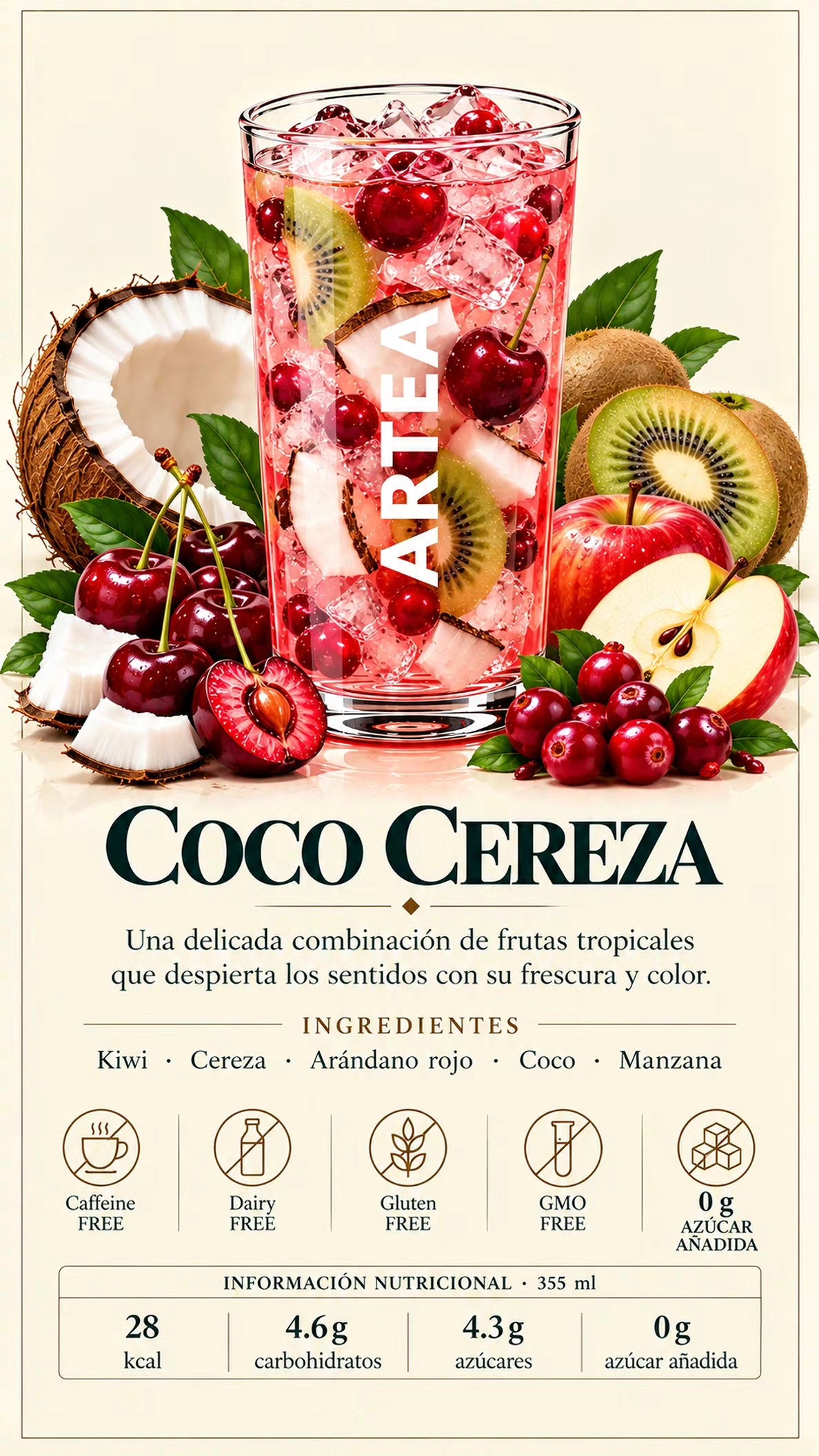 **Bestseller*Coco Cereza; macros en base a 10g de Tisana , Inspirada en una ensalada de frutas. Coco- Cereza es muy refrescante. El kiwi toma La delantera, en segundo lugar, la cereza dulce, y la cremosidad del coco》 Rendimiento Tisana Frutal foto#2