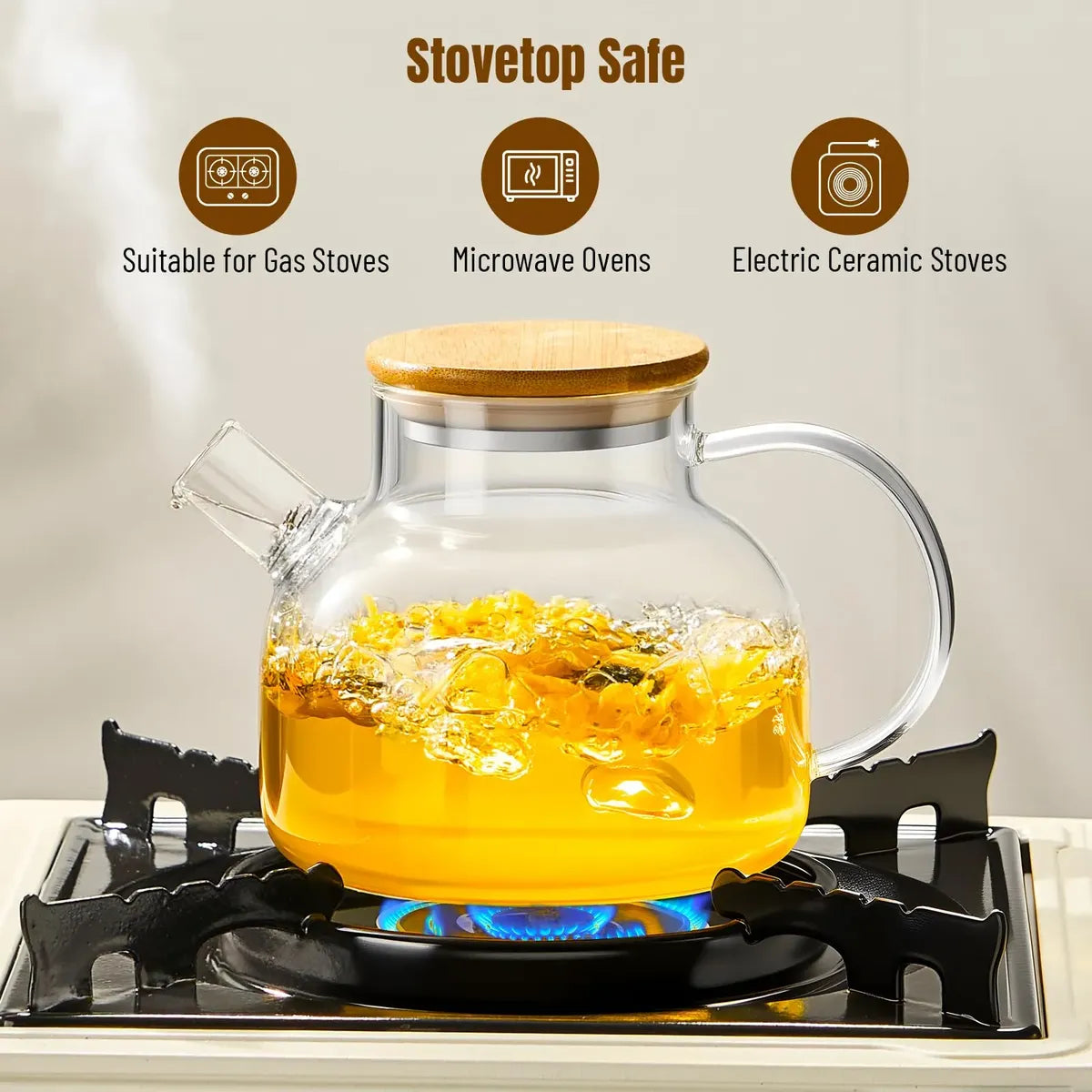 Tetera de Vidrio con infusor para estufa